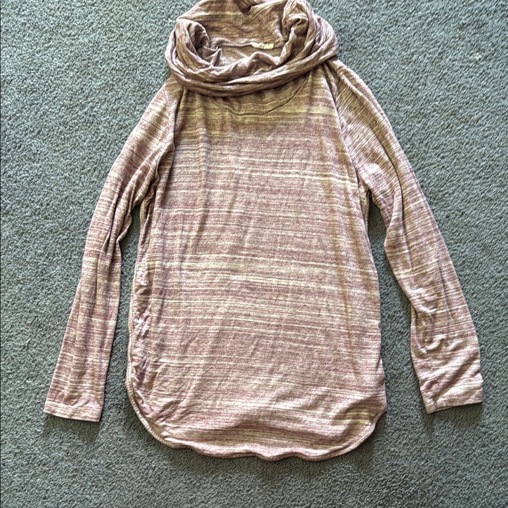 LOFT Pink Cowl Neck Sweater with Cozy Knit